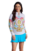 Lala Print Long Sleeve Mock Neck Top – 10936